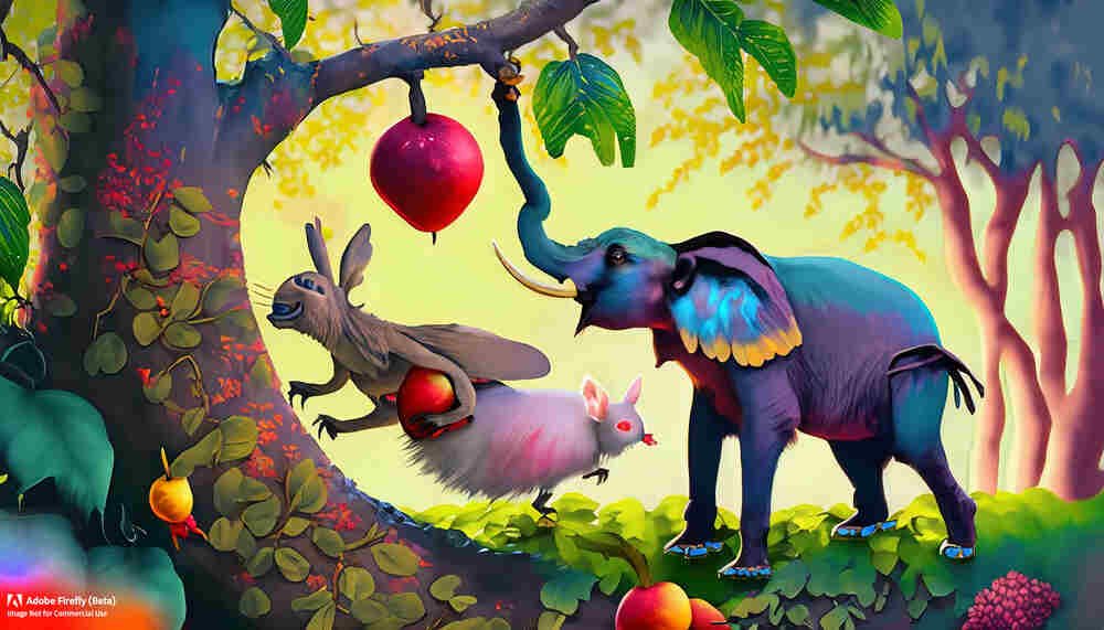 One day as they explored the forest together they came across a beautiful fruit tree