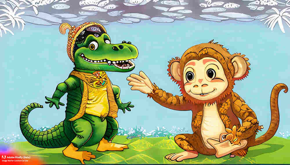The Monkey and the Crocodile: A delightful tale of friendship, wit, and trust, teaching children the value of kindness and loyalty.