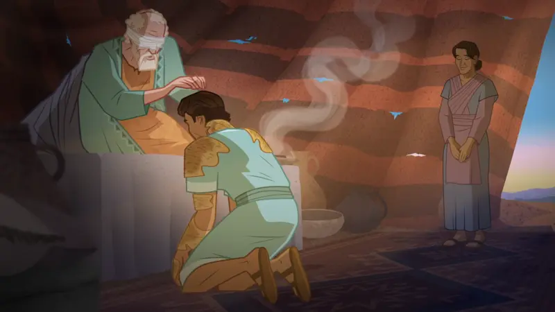 Jacob Receiving Isaac's Blessing Coloring Page