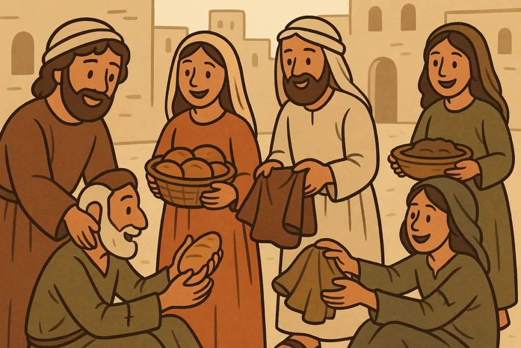 Early Christians give to those in need