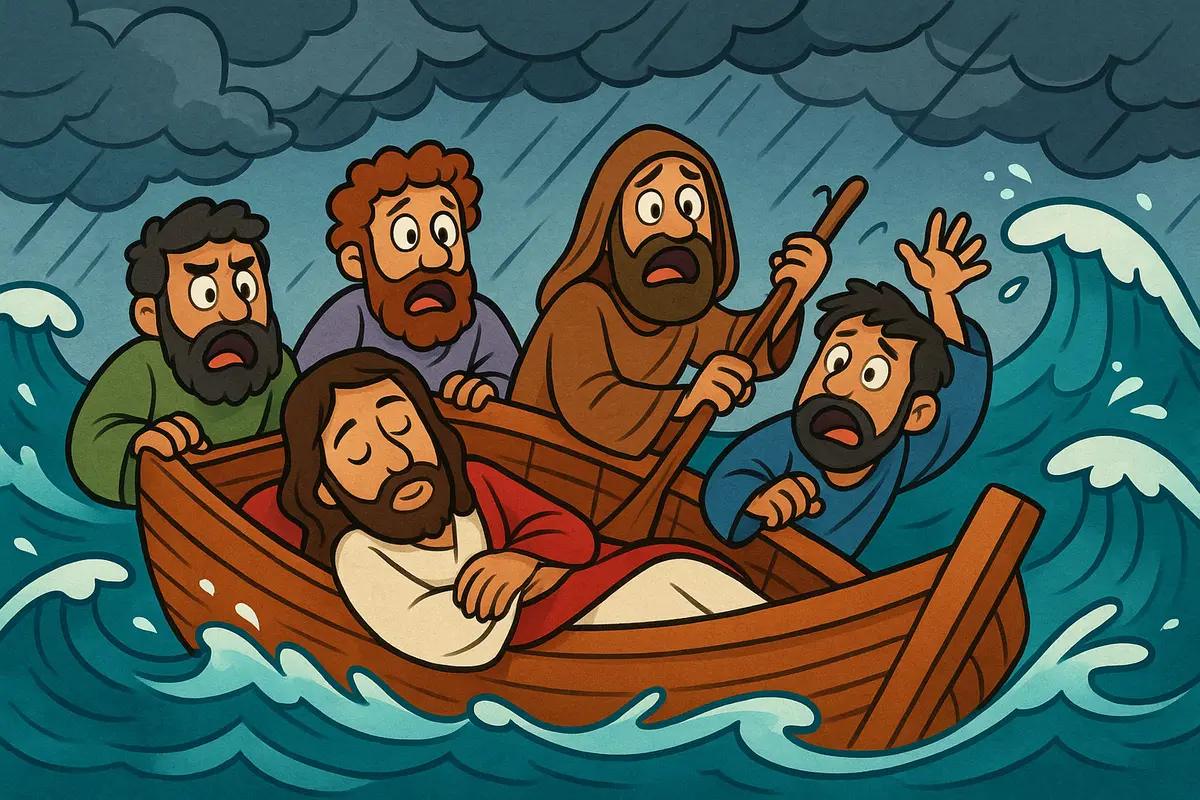 Jesus asleep in the boat during a storm