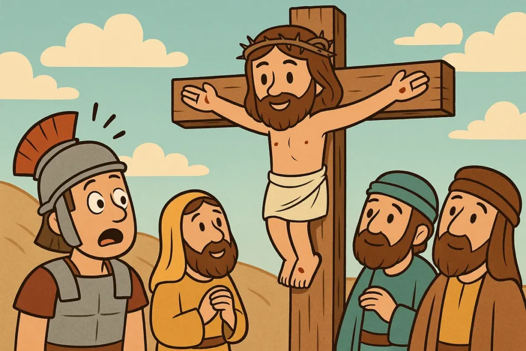 Jesus forgives people from the cross