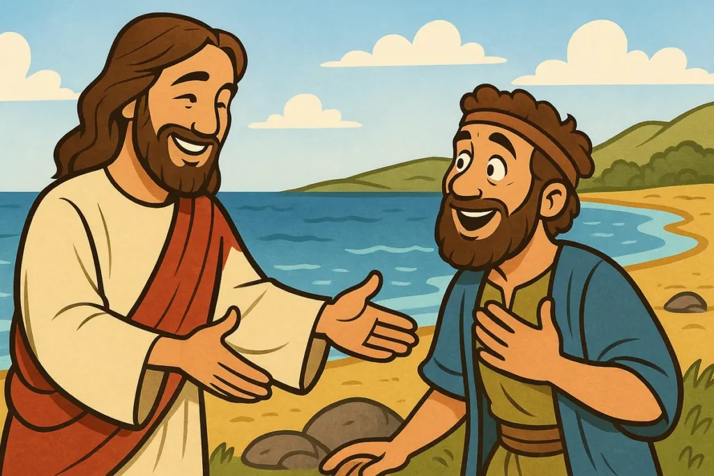 Jesus forgives Peter after the resurrection