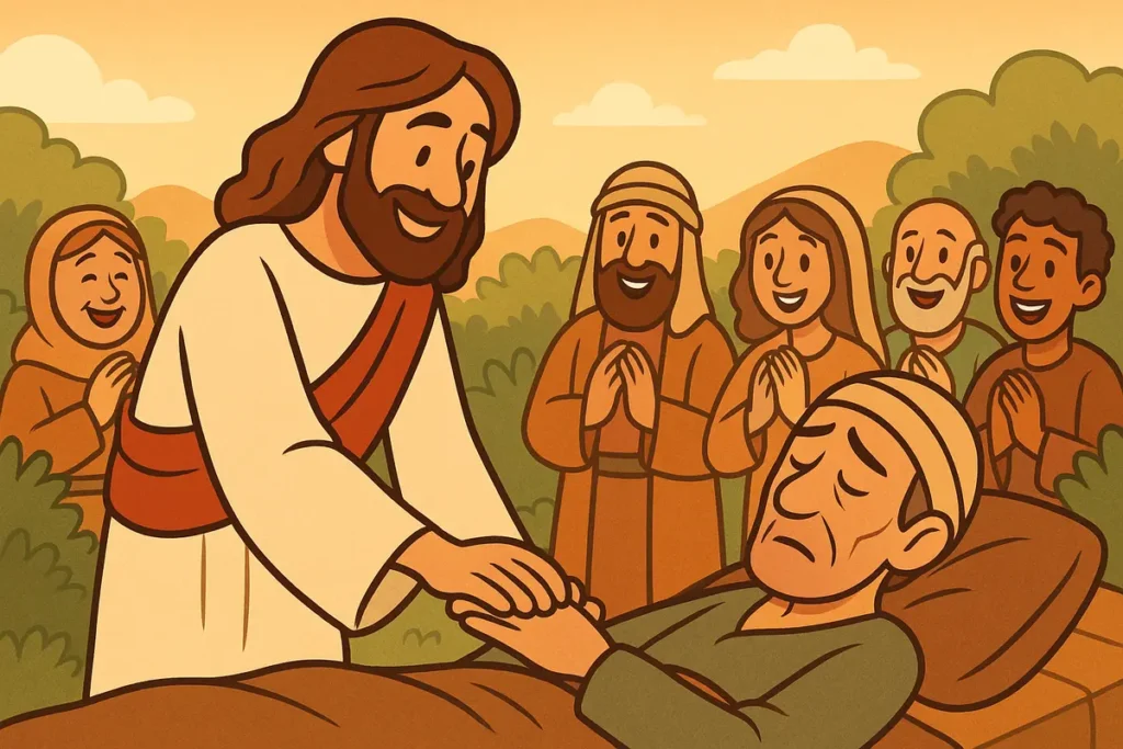 Jesus heals a sick person with kindness