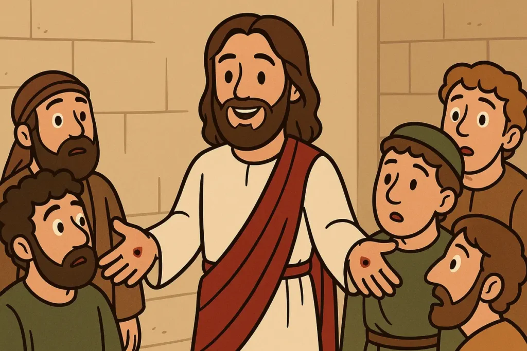 Jesus says, “Peace be with you”