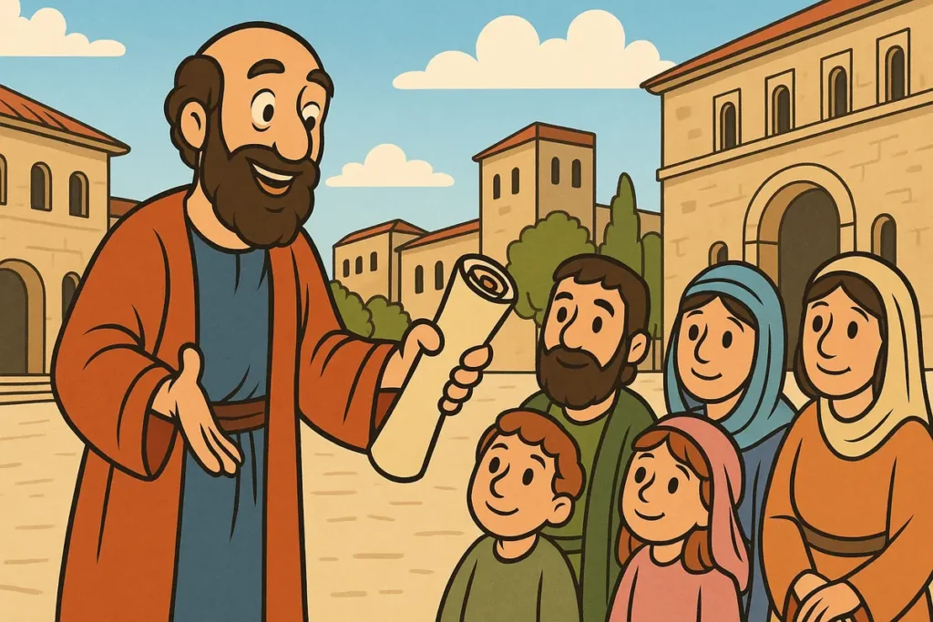 Paul teaches people in a city about Jesus