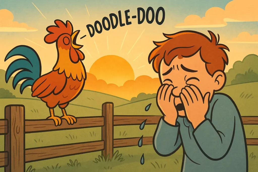 The rooster crows and Peter begins to cry