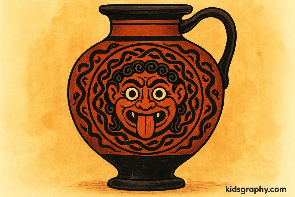 Ancient Greek gorgoneion shield design.