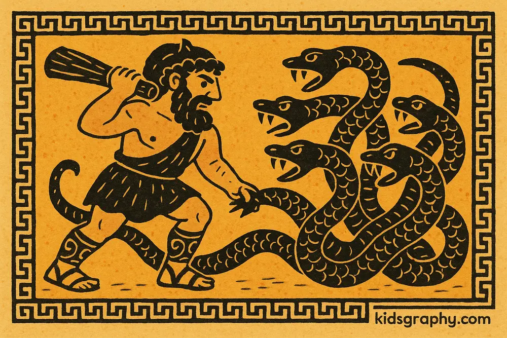 Ancient vase painting of Hercules and the Hydra.
