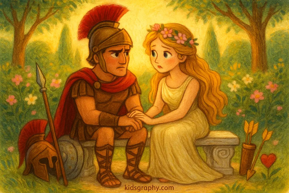 Ares and Aphrodite sitting together in Greek mythology.