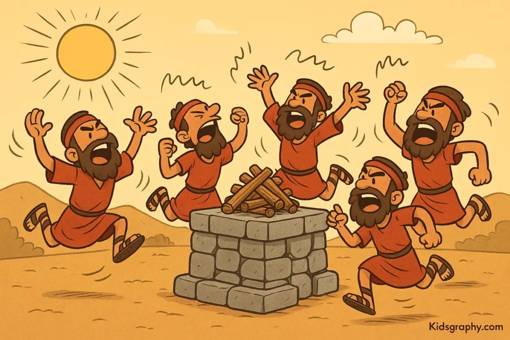 Prophets of Baal shout and dance with no answer