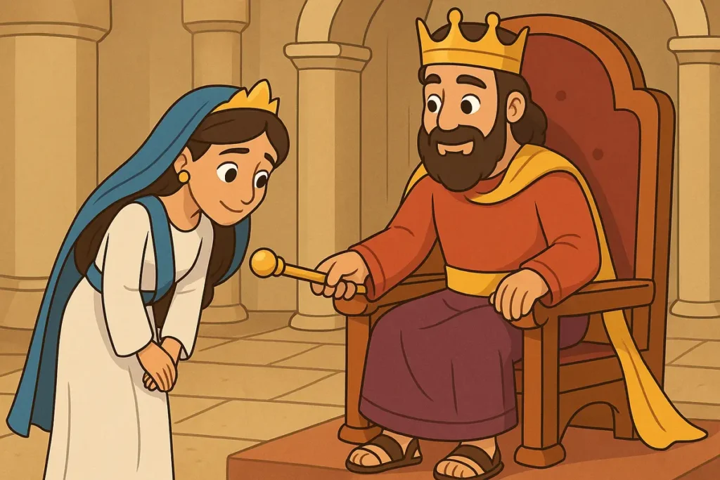 Queen Esther talks to the king bravely