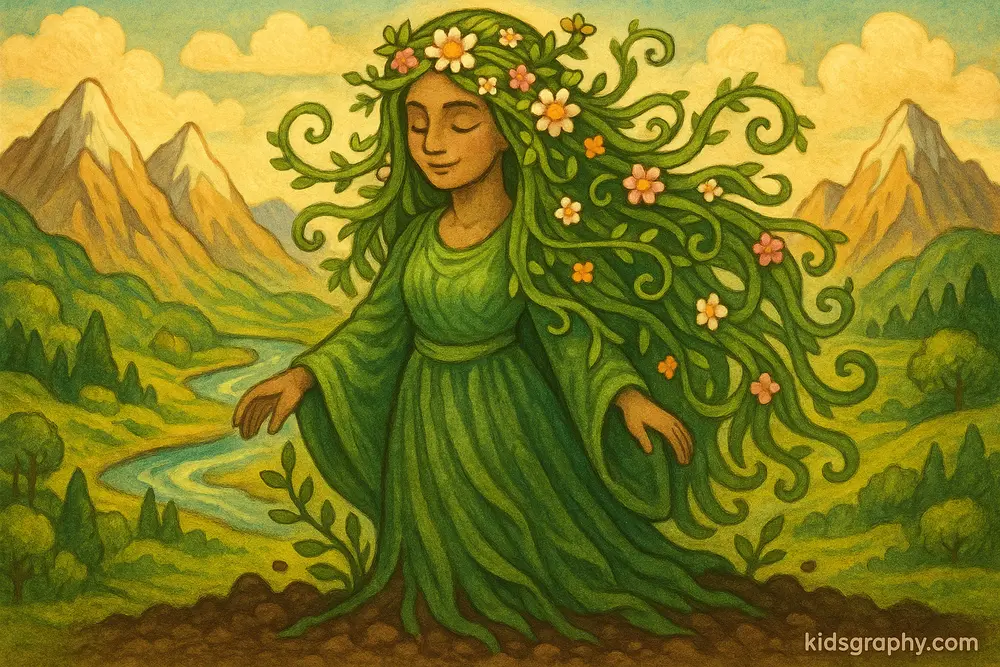 Gaia rising from the Earth in Greek mythology.