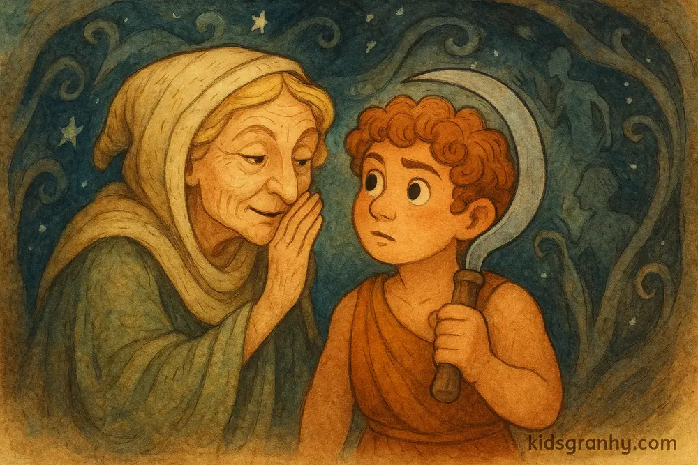 Gaia warning Cronus of his fate in Greek mythology.