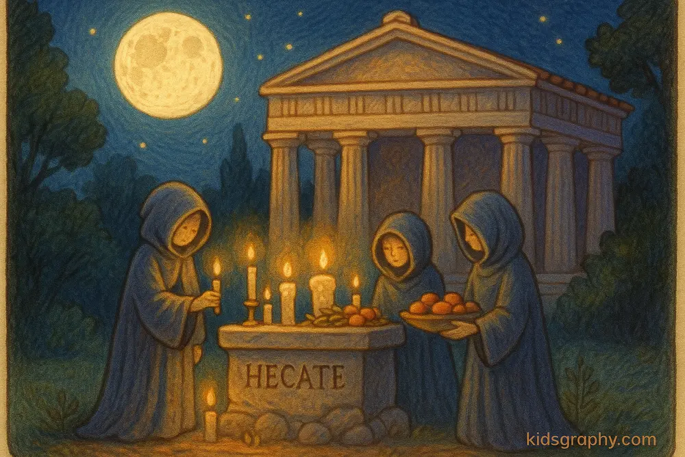 Temple offering for Hecate under a full moon.