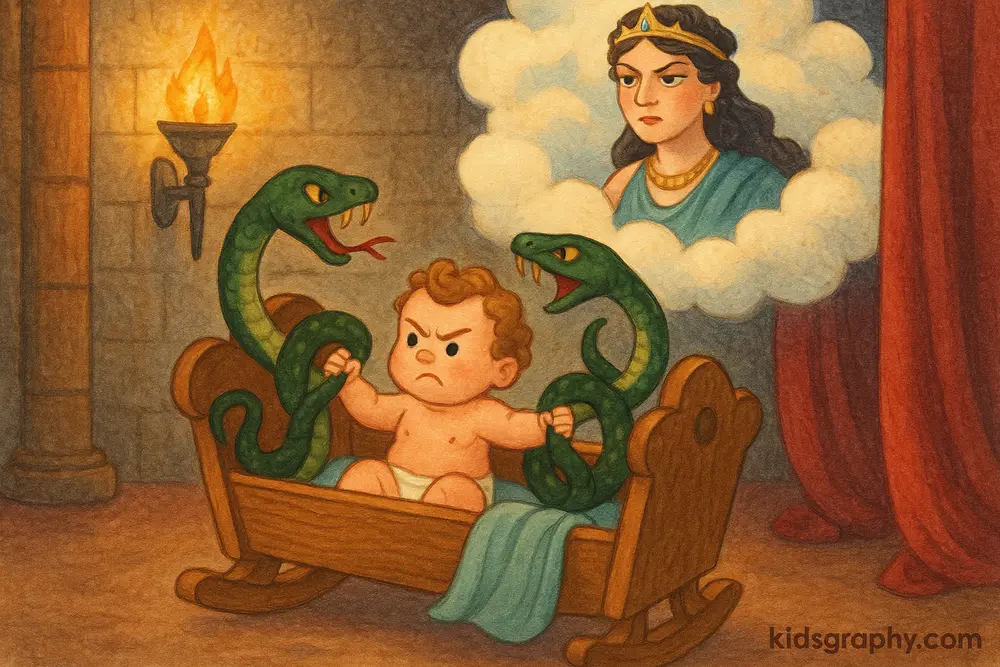 Hera and Heracles conflict from Greek mythology.