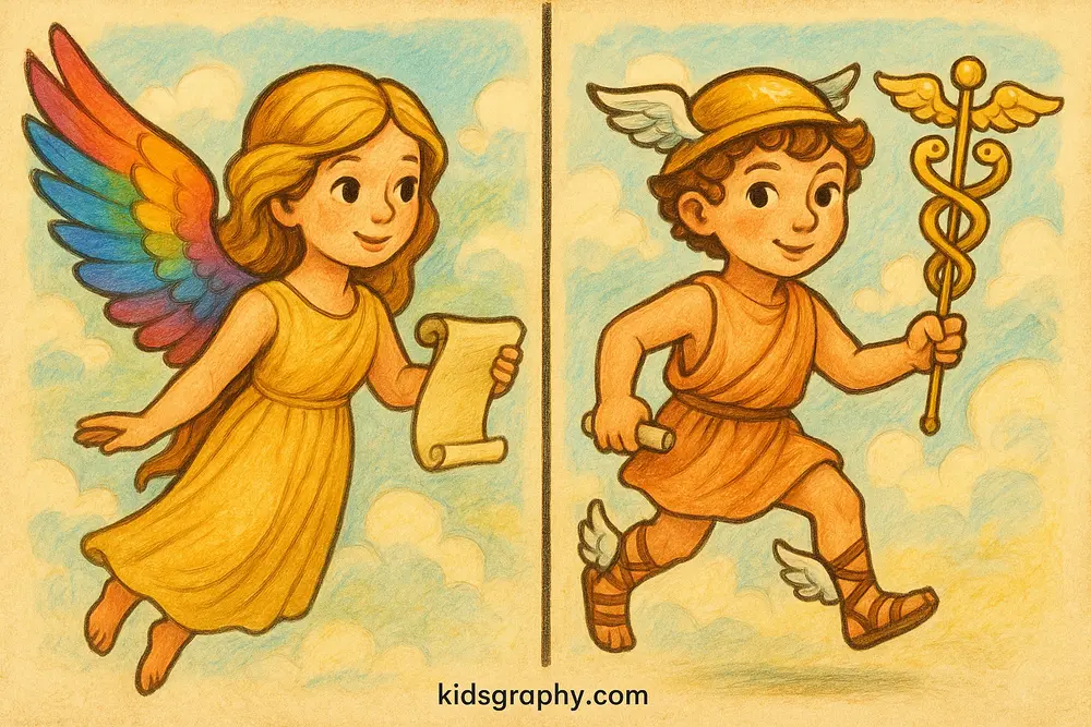 Iris and Hermes compared as Greek mythology messengers.
