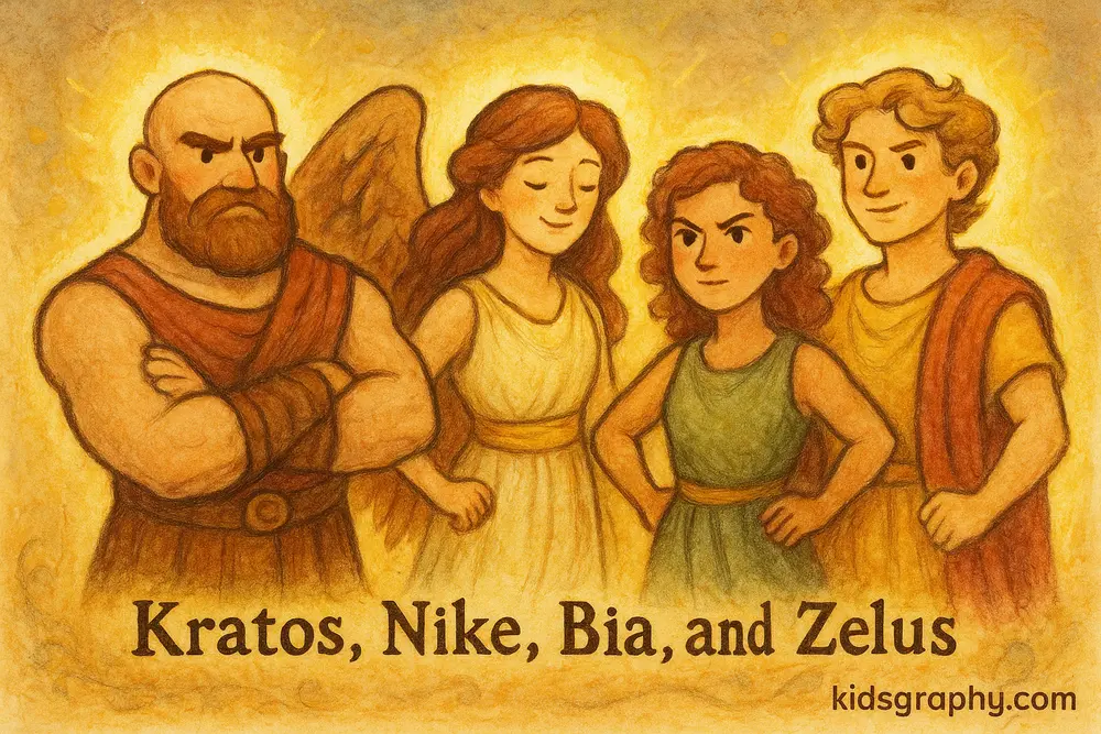 Kratos with his powerful siblings from Greek myths.