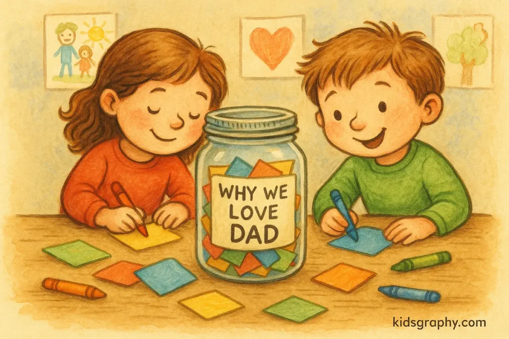 Father’s Day memory jar filled with children’s notes