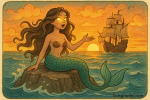 Mermaid-style siren luring sailors in modern mythology.
