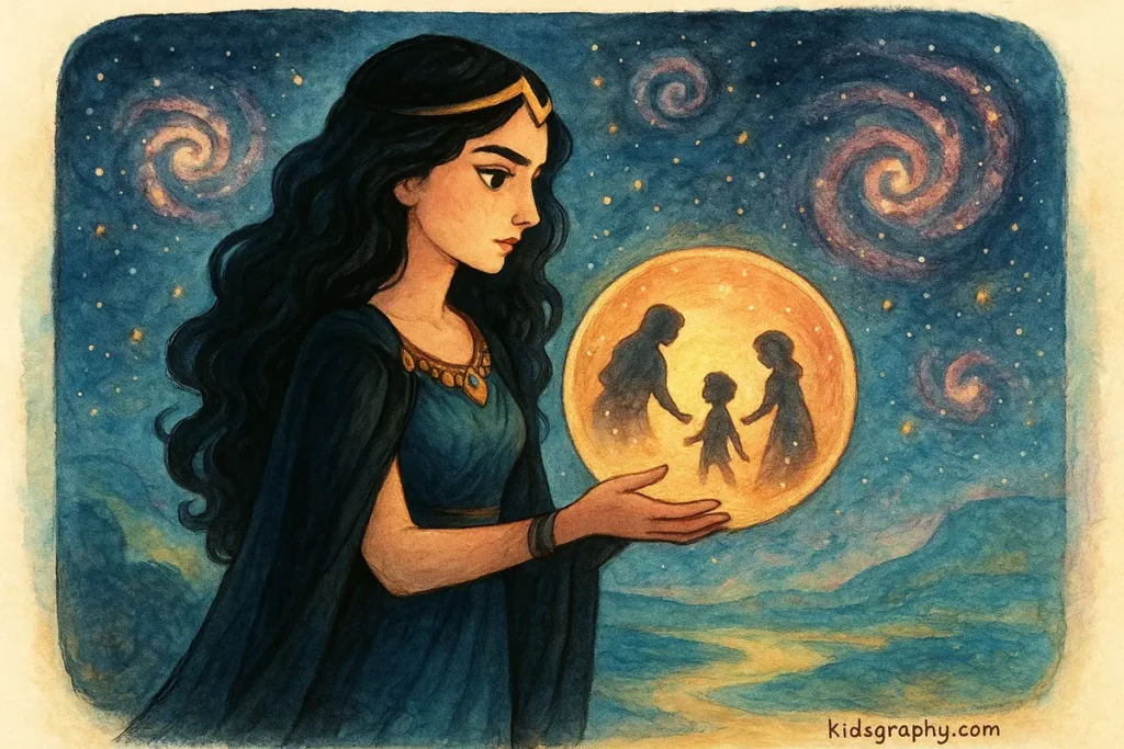 Nyx reimagined as a modern fantasy goddess of stars and shadows.