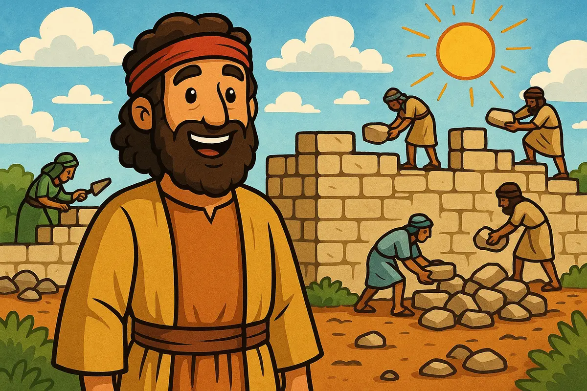 Nehemiah stands near the wall of Jerusalem