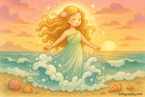 Aphrodite born from the sea after Uranus’ fall in Greek mythology.