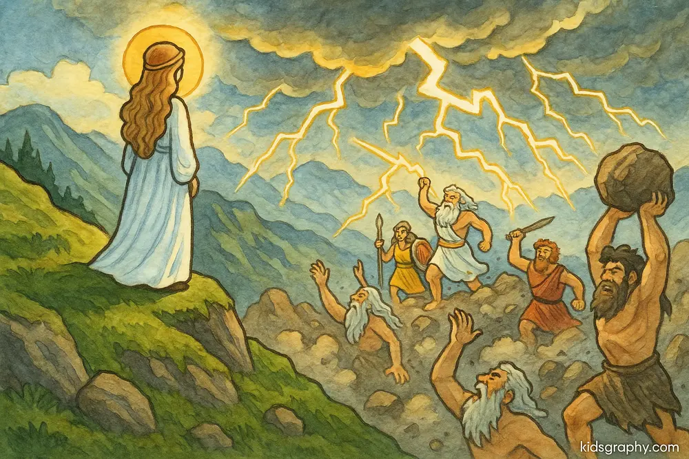 Rhea during the Titanomachy in Greek mythology.