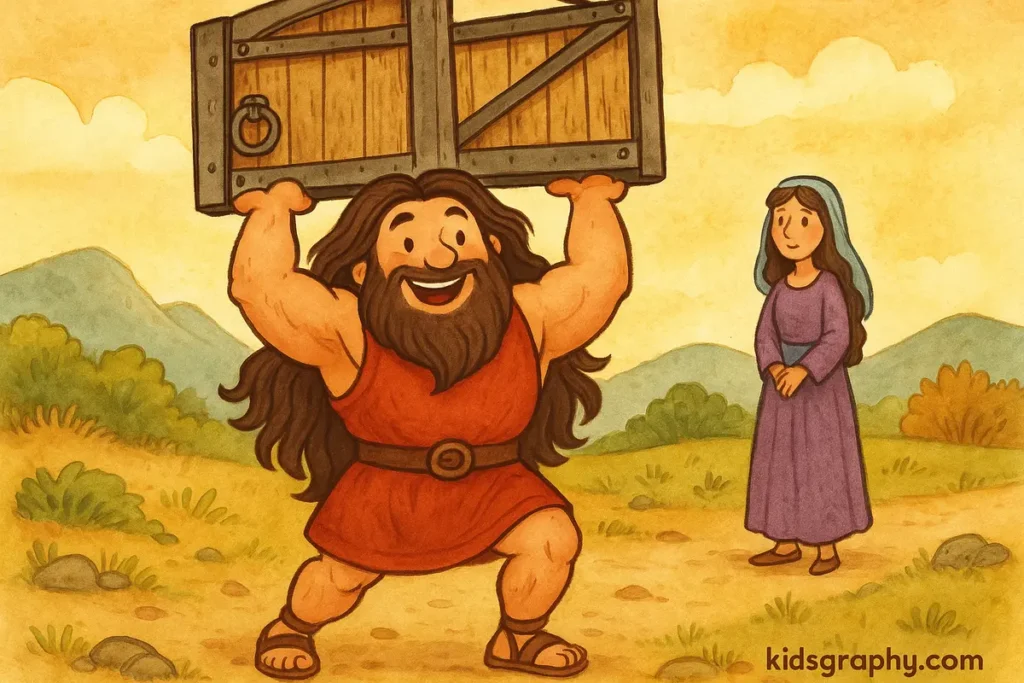 Samson holds a gate with great strength