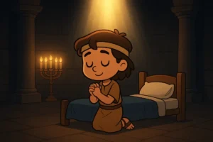 Young Samuel kneels and listens to God’s voice