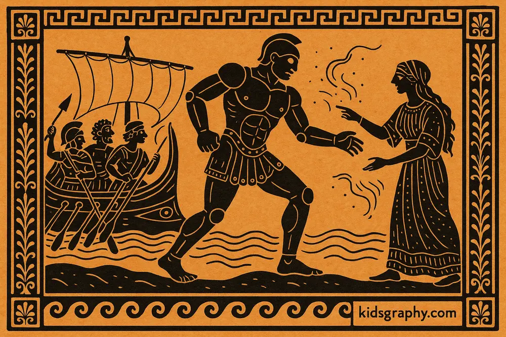 Ancient vase painting of Talos and the Argonauts.