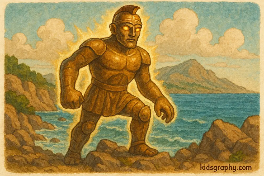 Talos the bronze giant guarding the island of Crete.
