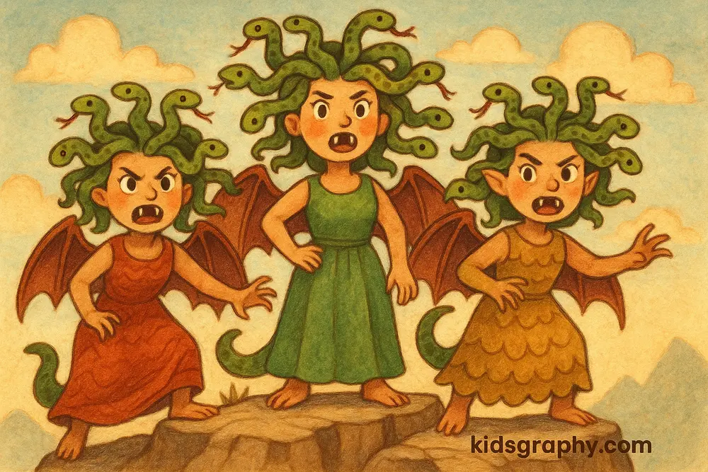Gorgon sisters in Greek mythology.