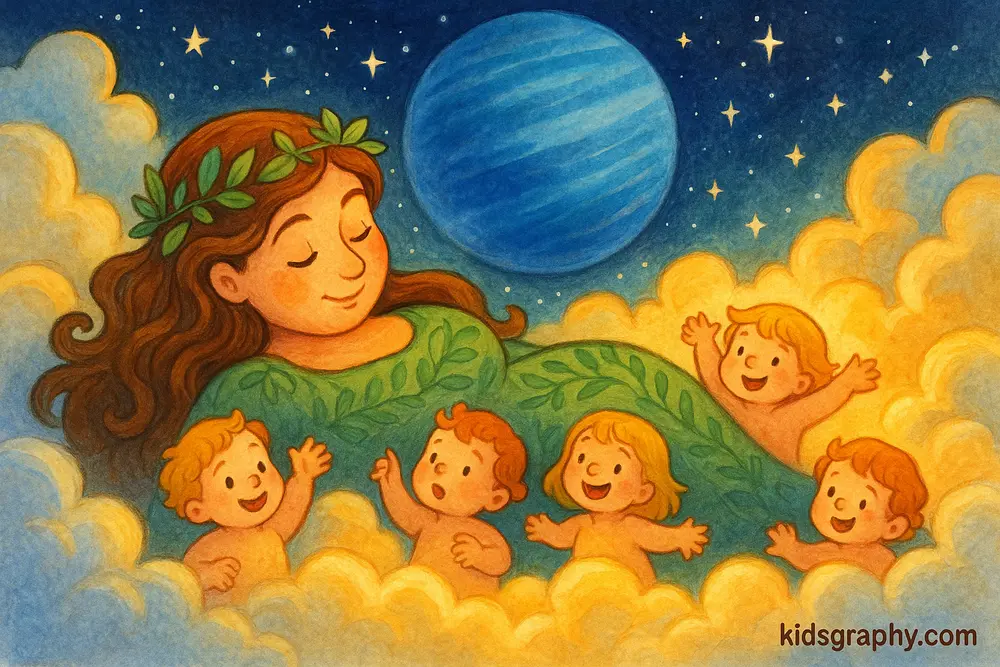 Uranus and Gaia with their Titan children in Greek mythology.