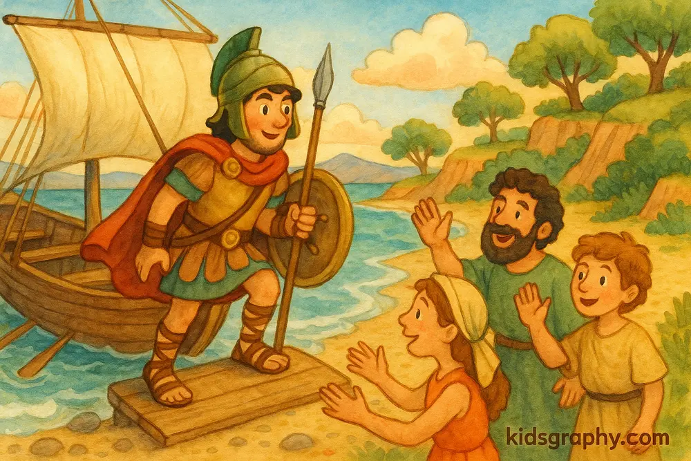 Diomedes arriving in Italy after the Trojan War