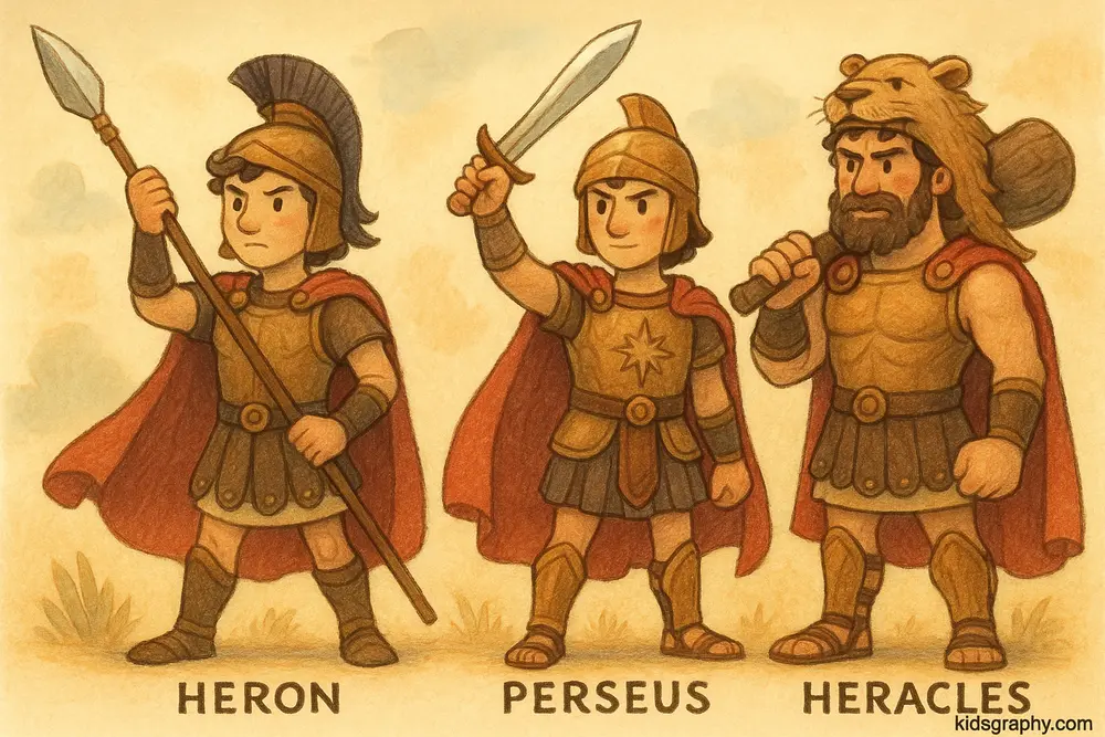 Heron compared to Perseus and Heracles in modern mythology