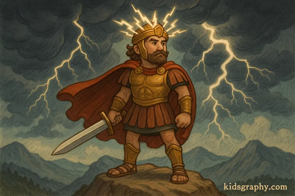 Heron-like hero blending ancient and modern mythology