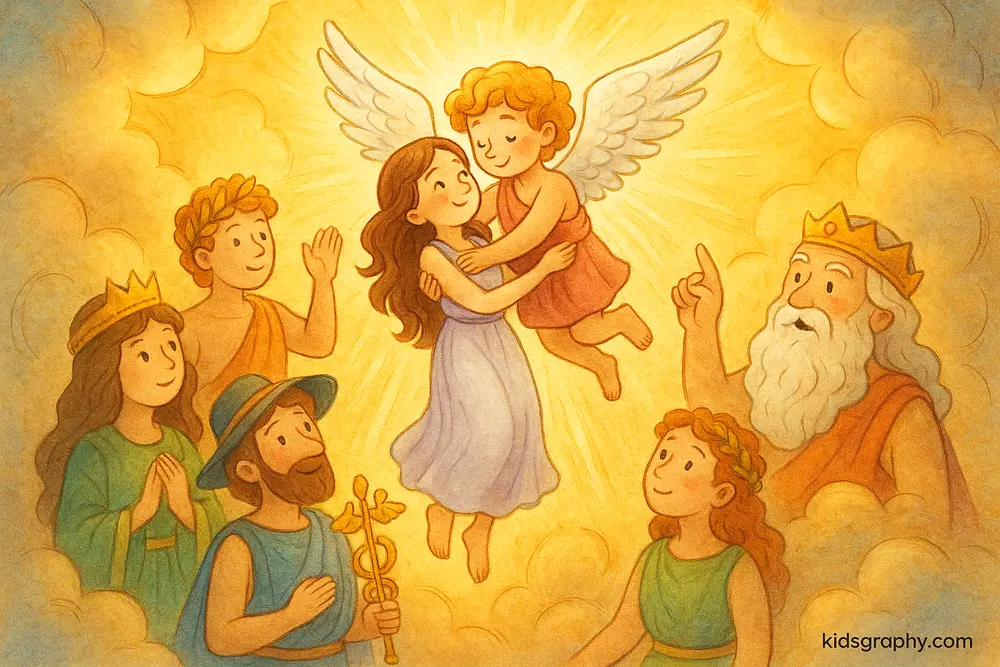 Psyche granted immortality on Mount Olympus by Zeus