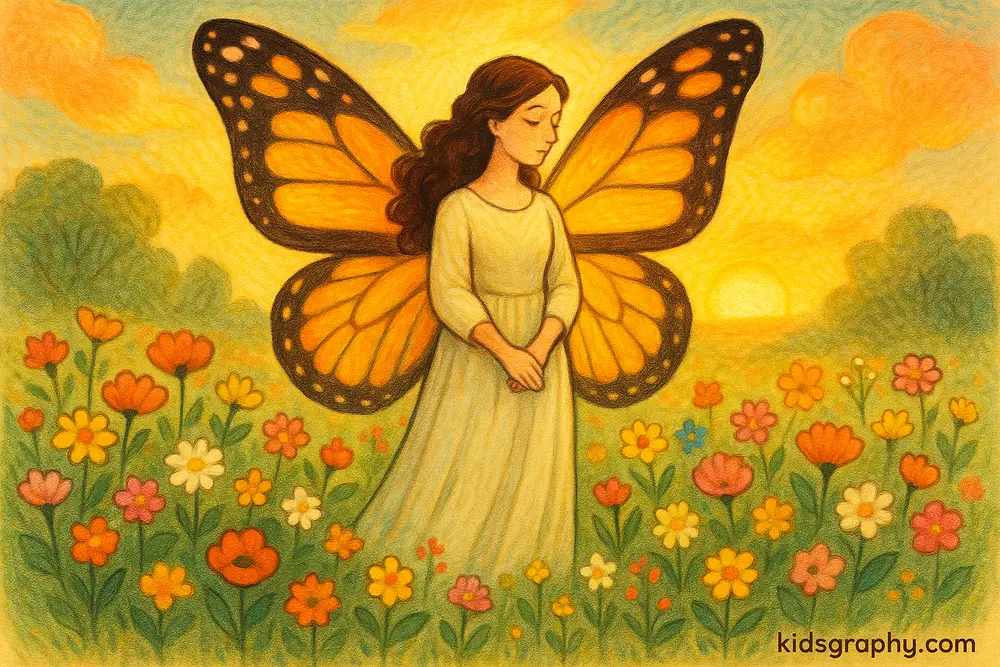 Psyche shown with butterfly wings, symbol of soul and transformation